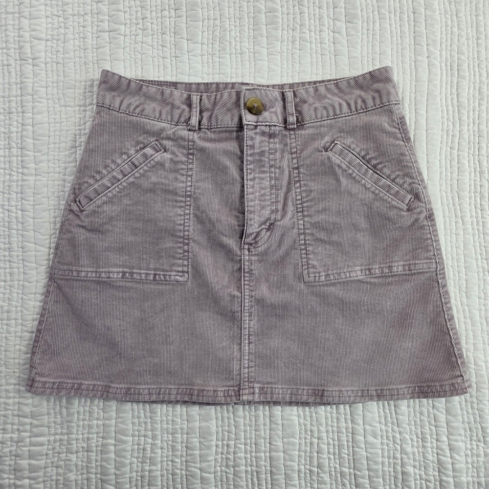 American Eagle Mauve Purple Corduroy Hi-Rise A-Line Mini Skirt Super Stretch 2